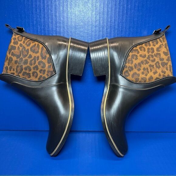 Kate Spade Womens Sedgwick Black Leopard Print Rain Boots 6/7 - Picture 6 of 11